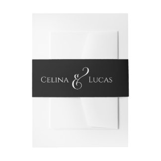 Modern Luxury black and white wedding Invitation Belly Band