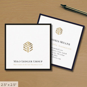 Modern Luxury Black Border Square Business Card