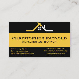 Modern Luxury Black Gold Home Building Constructio Business Card