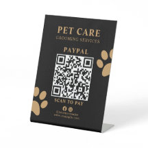 Modern Luxury Black Gold Paw Pet Grooming Service