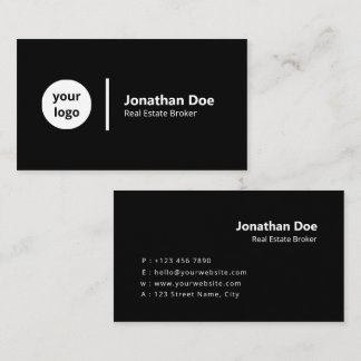 Modern Luxury Black & White Real Estate Agent Business Card