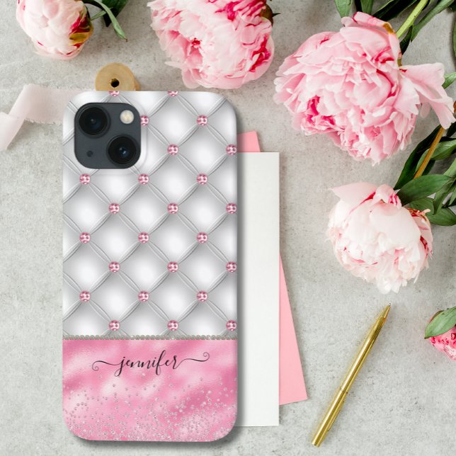 Modern Luxury Blush Pink Chic Glam Bling Case-Mate iPhone Case (Creator Uploaded)