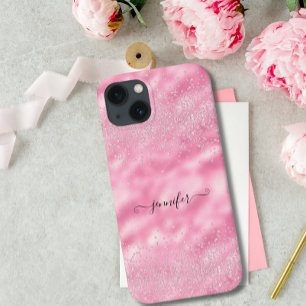 Modern Luxury Blush Pink Chic Glam Bling Diamond iPhone 13 Case