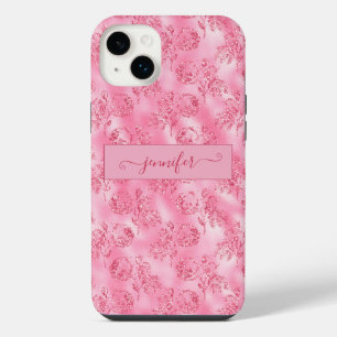 Modern Luxury Blush Pink Glitter Rose Chic Glam iPhone 14 Plus Case