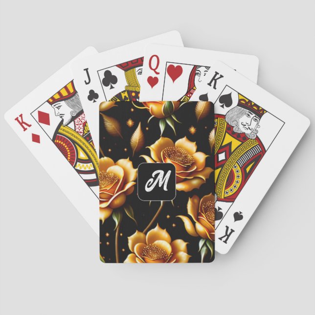 Modern Luxury Boho Gold Rose Collection Playing Cards (Back)