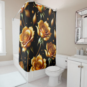 Modern Luxury Boho Gold Rose Collection Shower Curtain