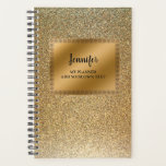 Modern luxury chic glitter gold personalised planner<br><div class="desc">Personalised binder with modern gold gradient design.
Gold glitter luxury chic gold planner.
You can easily change the text.</div>