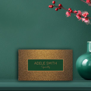 Modern luxury copper gold glitter green frame business card
