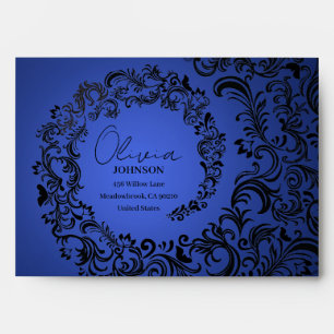 Modern Luxury Damask Blue Envelope