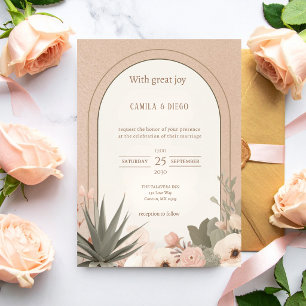 Modern Luxury Desert Flowers Wedding Invitation