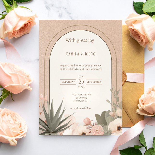 Modern Luxury Desert Flowers Wedding Invitation (Creator Uploaded)