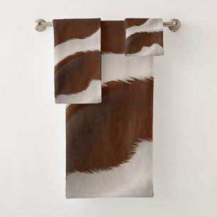 Modern Luxury Elegant Faux Cow Leather Collection Bath Towel Set