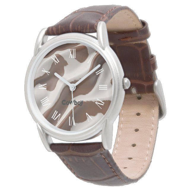 Modern Luxury Elegant Faux Cow Leather Collection Watch (Angled)