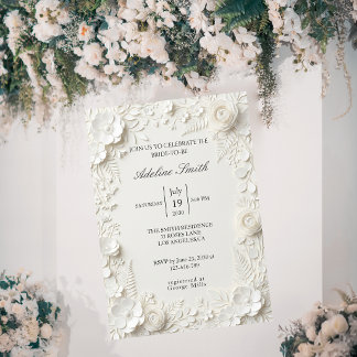 Modern Luxury Floral Elegant Bridal Shower Invitation
