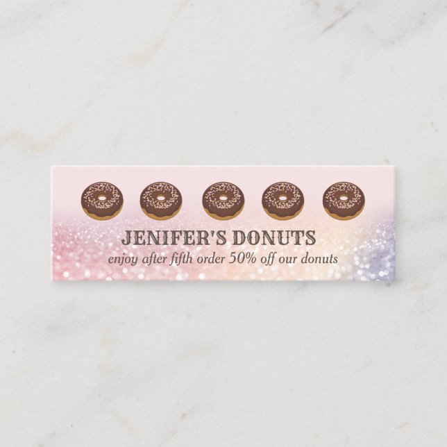 Modern luxury  glittery  doughnuts homemade bakery mini business card (Front)