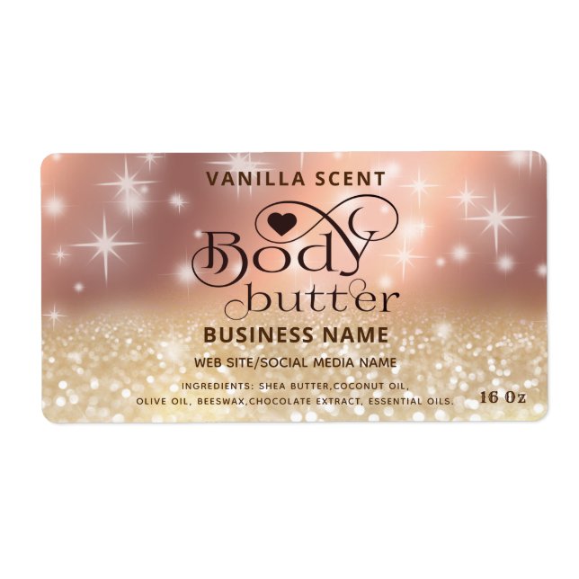 Modern luxury glittery sparkling body butter Label (Front)