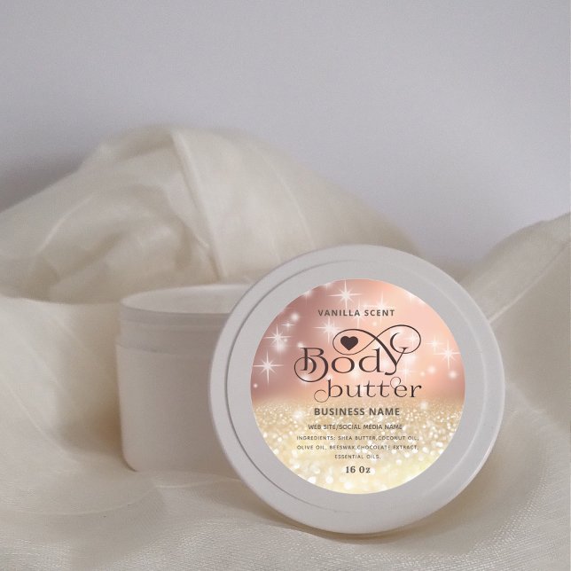 Modern luxury glittery sparkling body butter Label (Creator Uploaded)