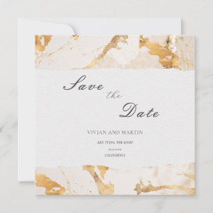 Modern Luxury Gold Abstract Save The Date Invitation