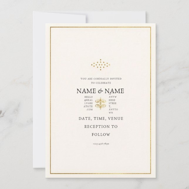 Modern Luxury Gold & Cream Wedding Invite (Front)