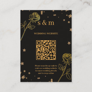 Modern Luxury Gold Foil QR Code Wedding Website Enclosure Card