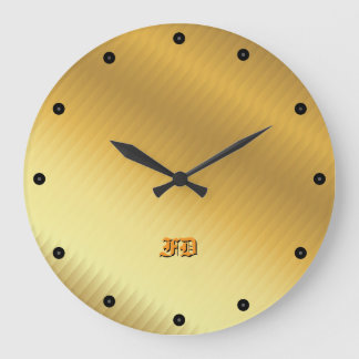 Modern Luxury Gold Gradient Gothic Monogram Large Clock