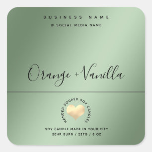 Modern luxury gold heart typography candle   squar square sticker