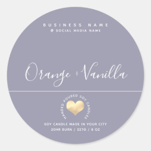 Modern luxury gold heart typography candle square classic round sticker