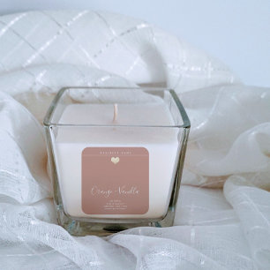 Modern luxury gold heart typography candle square sticker