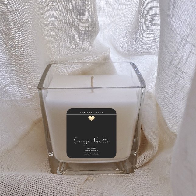 Modern luxury gold heart typography  candle   square sticker (Creator Uploaded)