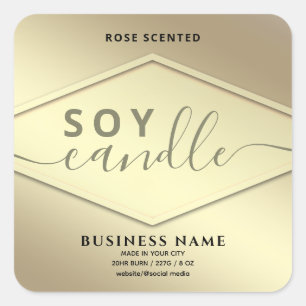 Modern Luxury gold  script soy candle  Square Sticker