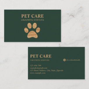 Modern Luxury Golden Paw Pet Grooming Service Business Card