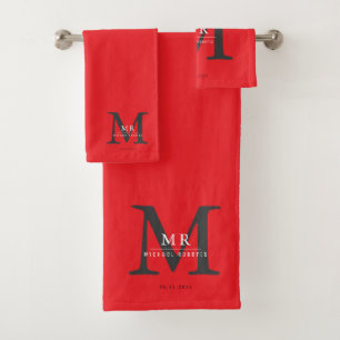 Modern Luxury Monogram Colour Match Bath Towel Set