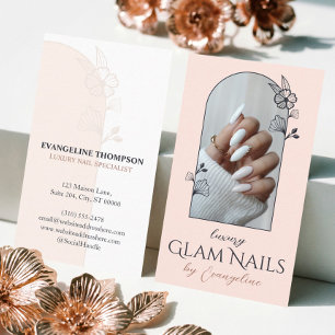 Modern Luxury Nail Salon Floral Rose Arch Photo Business Card