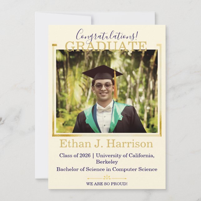 Modern Luxury Photo Graduation Invitation (Front)