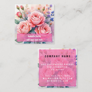 Modern Luxury Pink Roses Beautiful Collection Square Business Card