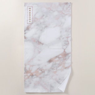 Modern Luxury Rose-Gold Marble Stone Beach Towel