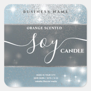 Modern luxury sparkle script soy candle label