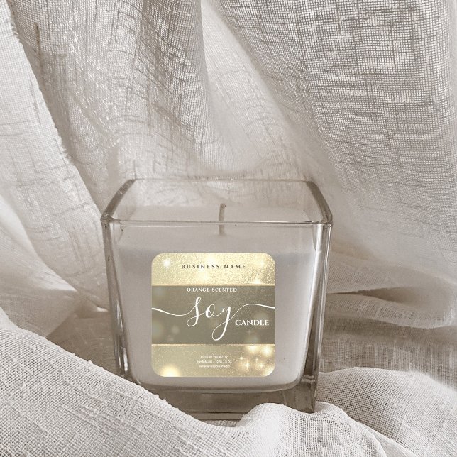 Modern luxury sparkle script soy candle label (Creator Uploaded)