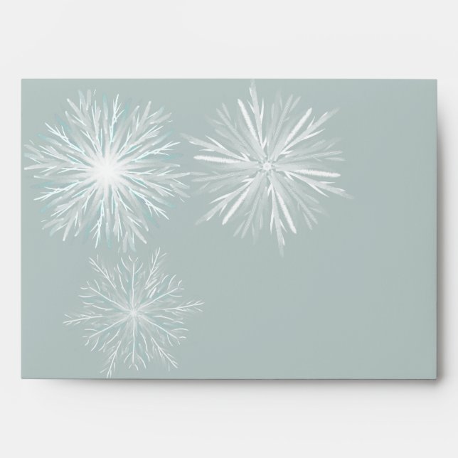 Modern luxury watercolor  snowflakes Holiday Envelope (Front)