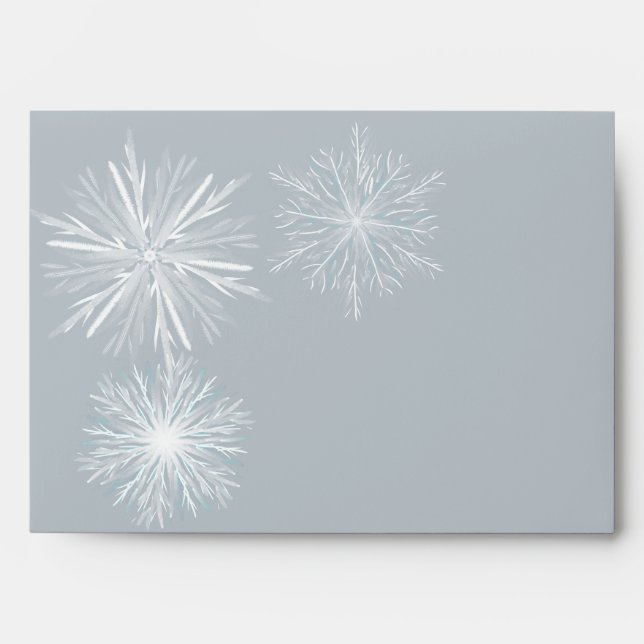 Modern luxury watercolor  snowflakes Holiday Envelope (Front)