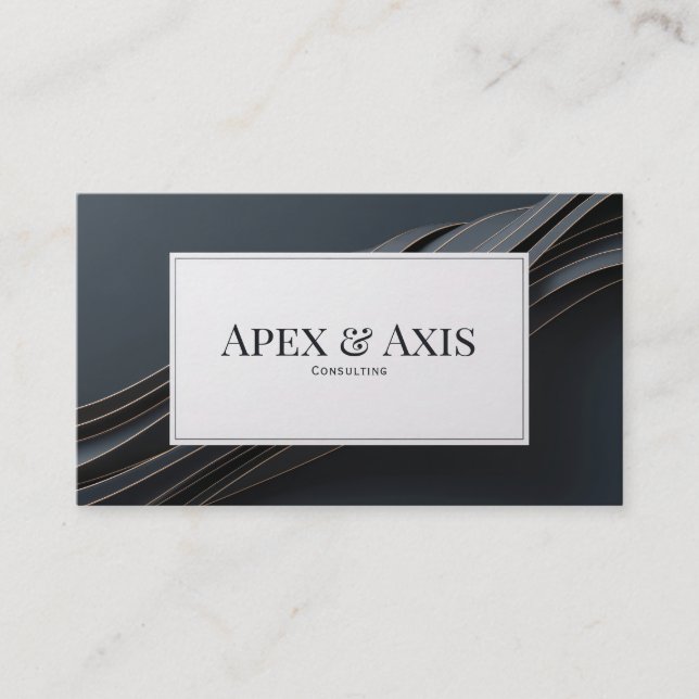 Modern Luxury Wave Black and Copper Business Card (Front)