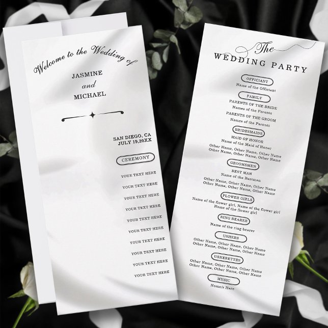 Modern Luxury White Wedding Ceremony Party Program (Creator Uploaded)