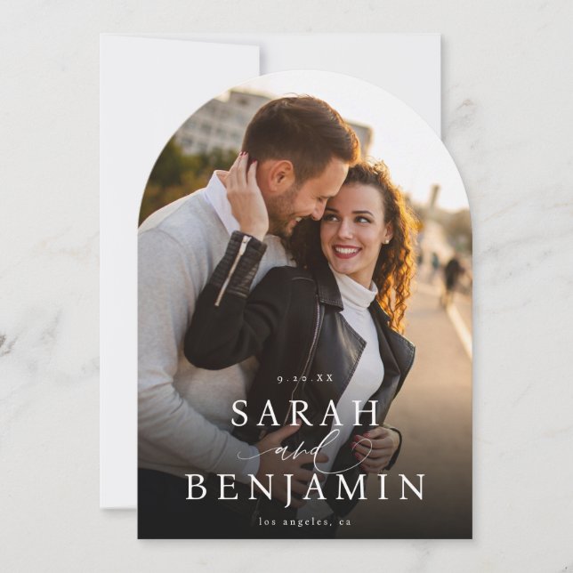 Modern M Photo Vertical Chic Save the Date 2 Arc Invitation (Front)