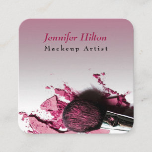 Modern mackeup artist photo elegant simple square business card
