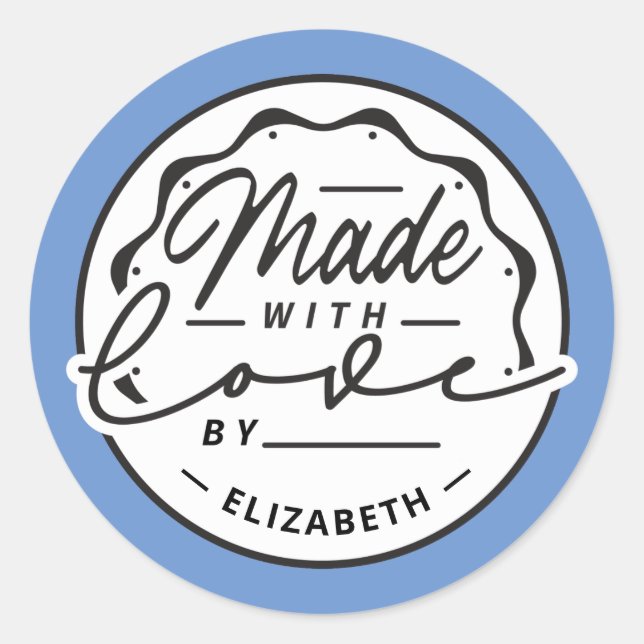 Modern Made with Love Circle Label Sticker (Front)