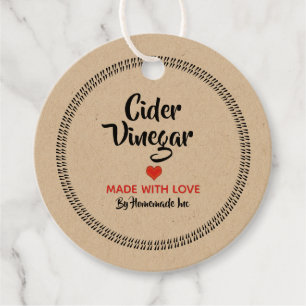 Modern made with love red heart border handmade favour tags