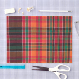 Modern Madras Plaid Orange Green Square Pattern Tissue Paper