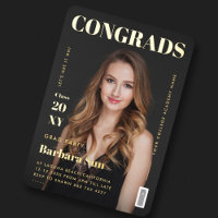 Modern Magazine Black and Gold Graduation Party