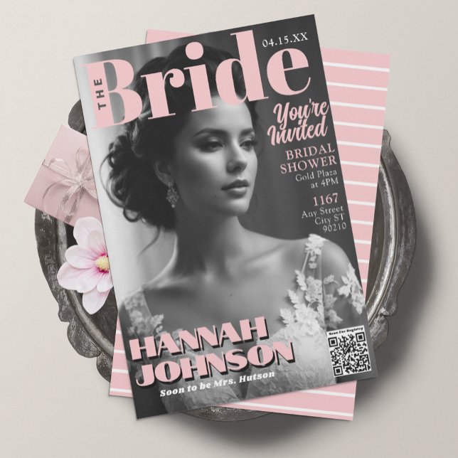 Modern Magazine Cover Bridal Shower Invitation (Creator Uploaded)