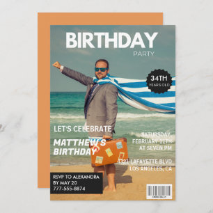 Modern Magazine Cover for him 34th birthday Invitation
